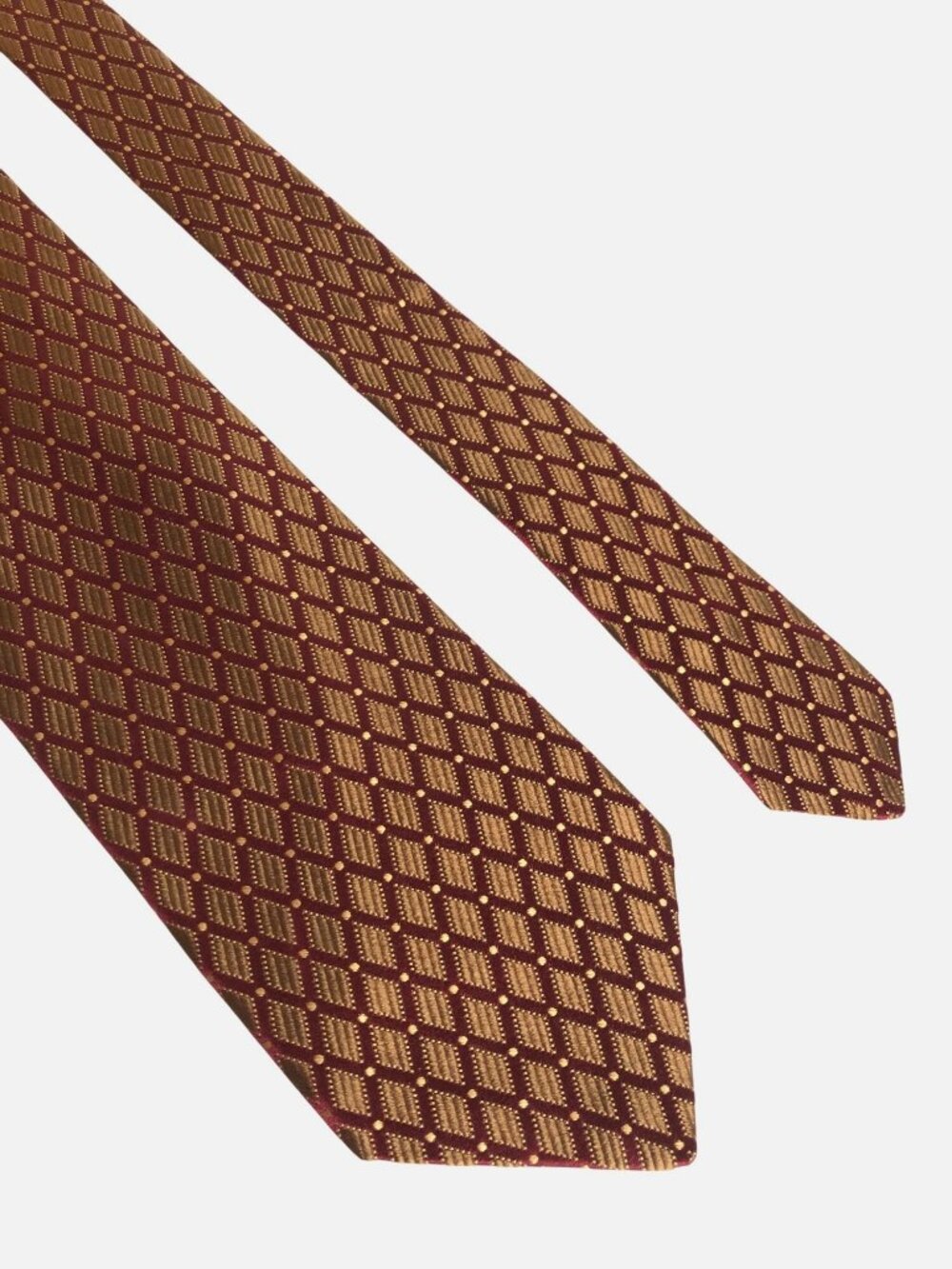 Ike Behar Silk Tie Red Gold Geometric Mens Necktie USA Office Work Formal Gift